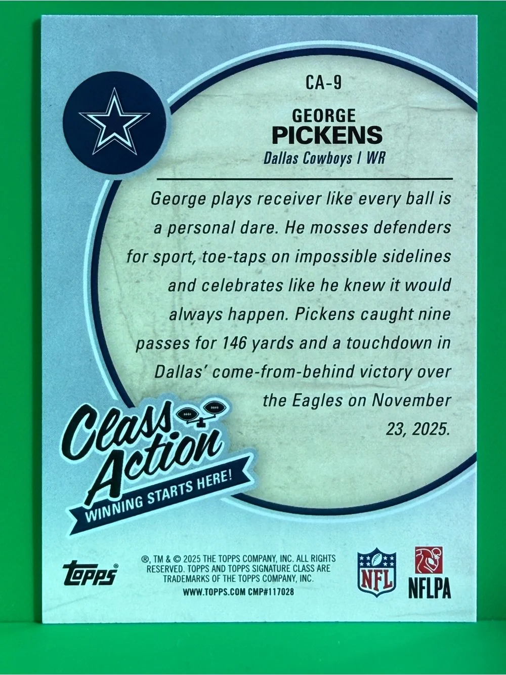 Topps Class Action Card - Blue & Green Accents